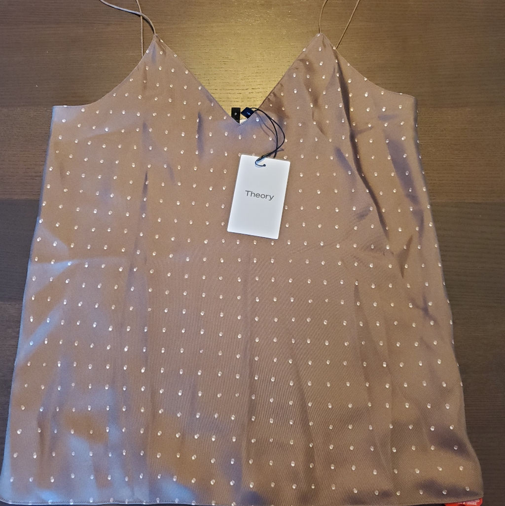 Theory Easy Slip Cargo Overlay Dot Camisole Silk Size Small Spaghetti Straps